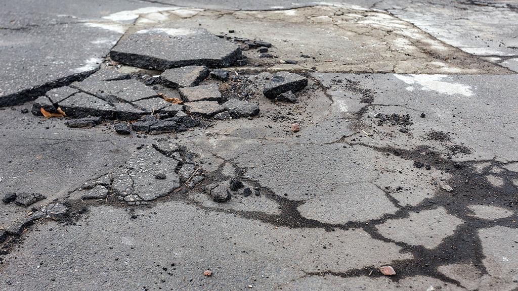 cracked pavement